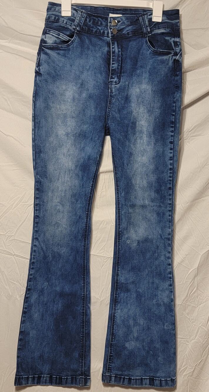 Womens Blue Jeans High Rise Flare Leg XL
